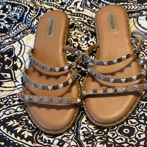 Steve Madden Brown Studded Sandals - Picture 1 of 4